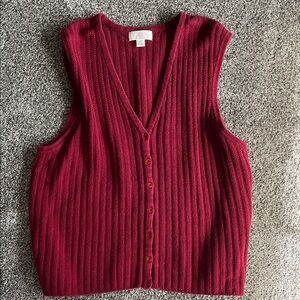 CJ Banks Burgundy Sleeveless Knit Vest